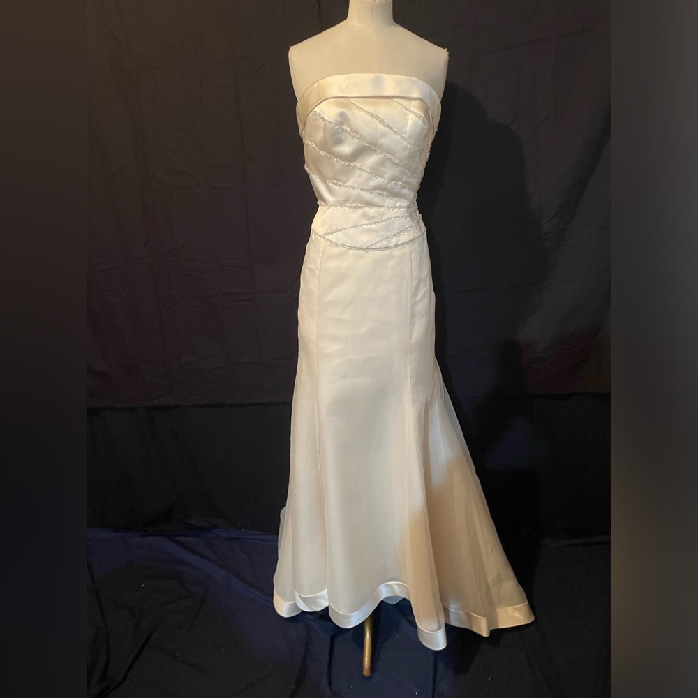 Gold Wedding Dress 8 Strapless Sphagetti Straps Designer Rena Koh NWT